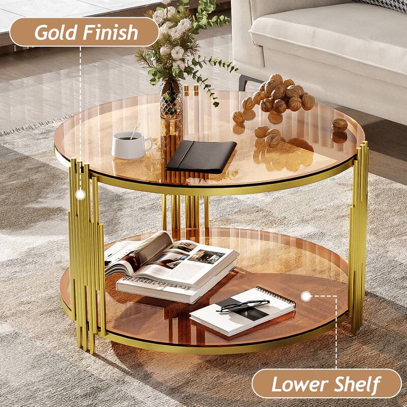 Coffee Table Round Room Table, Stainless Steel Irregular Leg Tempered Glass Top