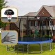 preview thumbnail 3 of 13, 16ft Blue Round Outdoor Trampoline with Enclosure Net and Balance Bar