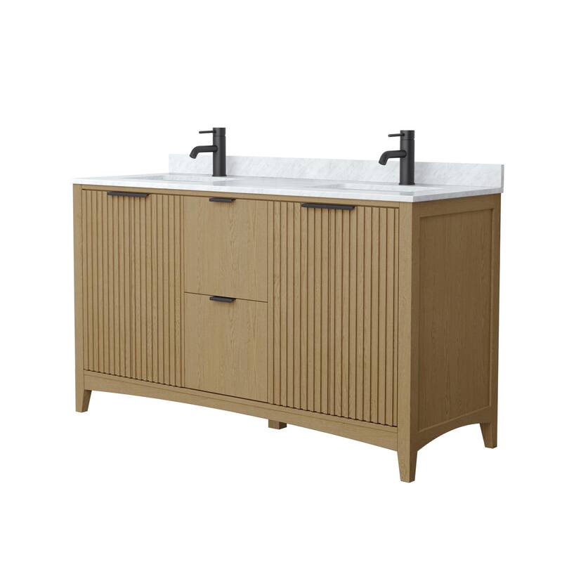 Wyndham Collection WCF9191-60D-CMUNSMXX Palmilla 60" Free Standing - Natural Oak / Matte Black Hardware