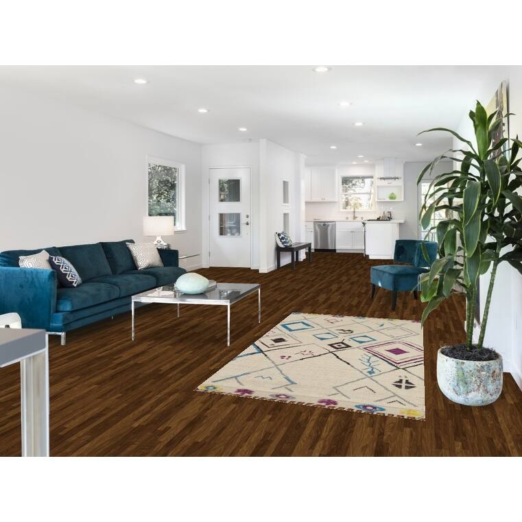 Striped Ivory Moroccan Oriental Area Rug Handmade Wool Carpet - 3'10"x 6'11"