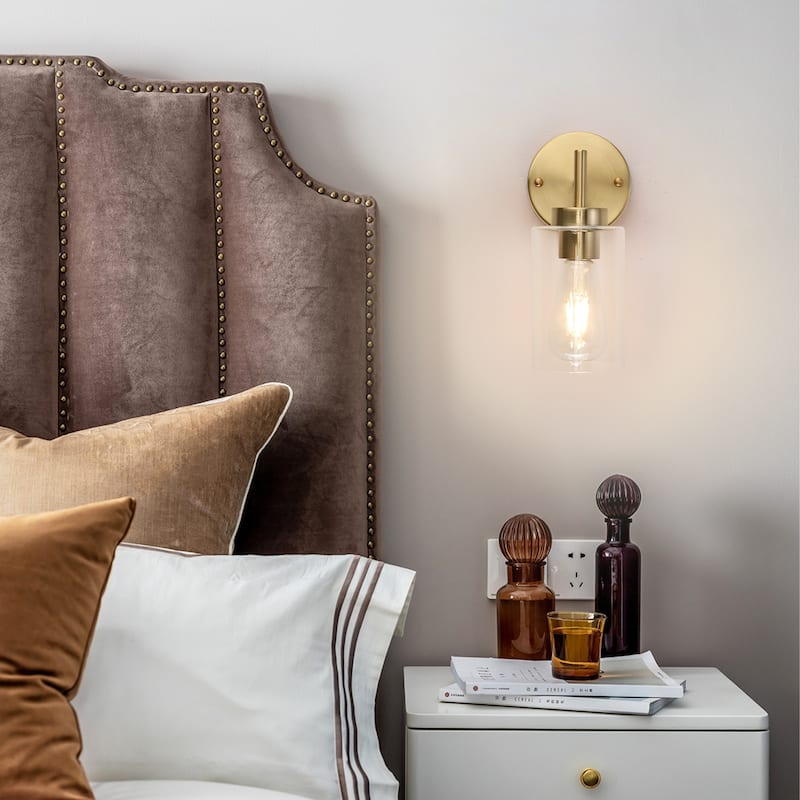 2-Light Modern Wall Sconce Bathroom Vanity Light with Glass Shade