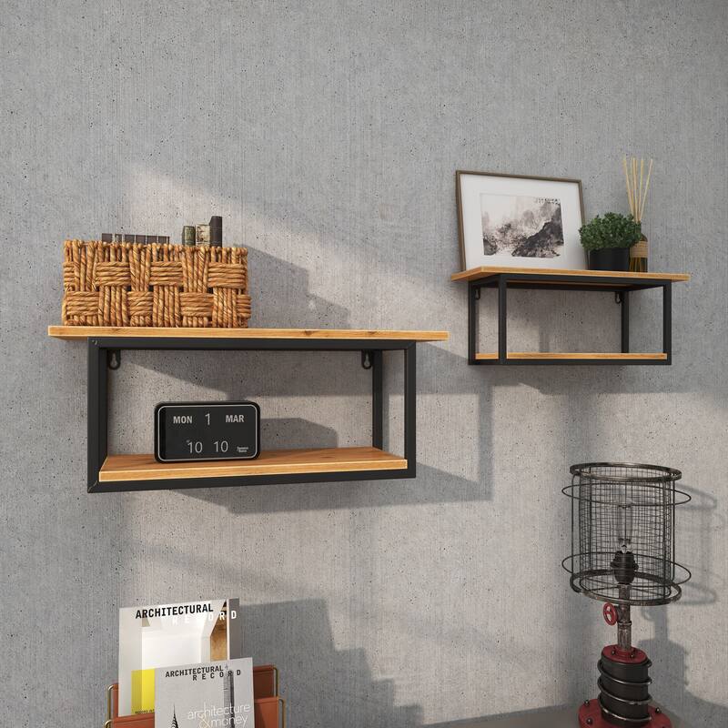 Metal 4 Shelves Wall Shelf - Set of 2 Brown - Roche River Decor