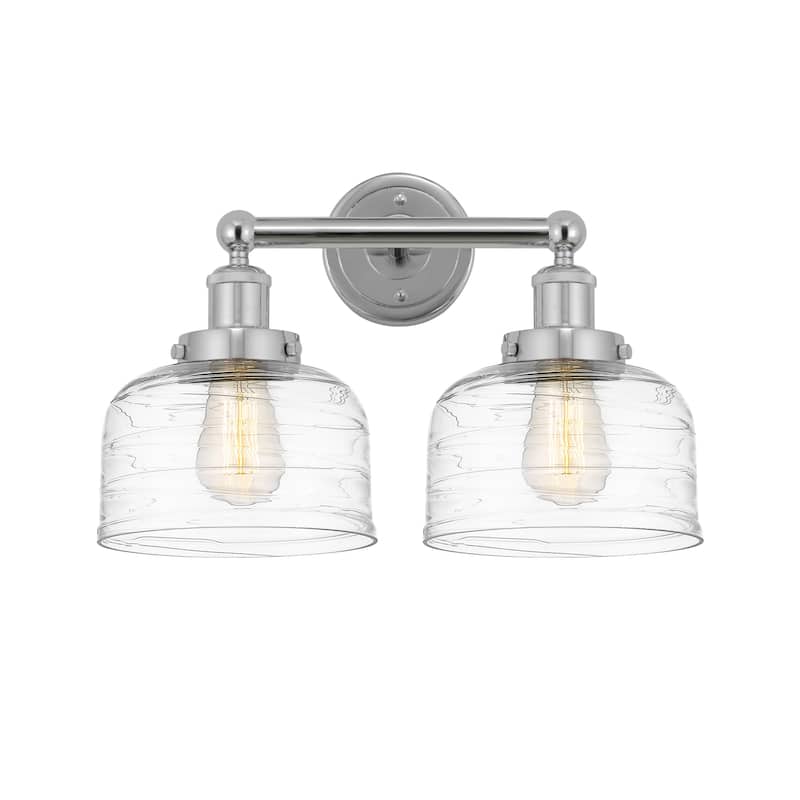 Innovations Lighting 616-2W-10-16-L Bell Vanity Bell 2 Light 16" Wide - Polished Chrome / Clear Deco Swirl