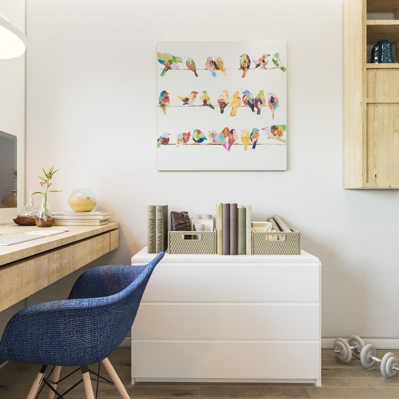 Yosemite Home Decor 'Birds on a Wire II' Original Hand-painted Wall Art - multi