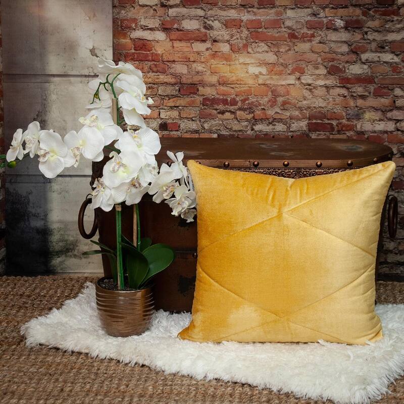 Quilted Velvet Lumbar Throw Pillow - 20" - Yellow
