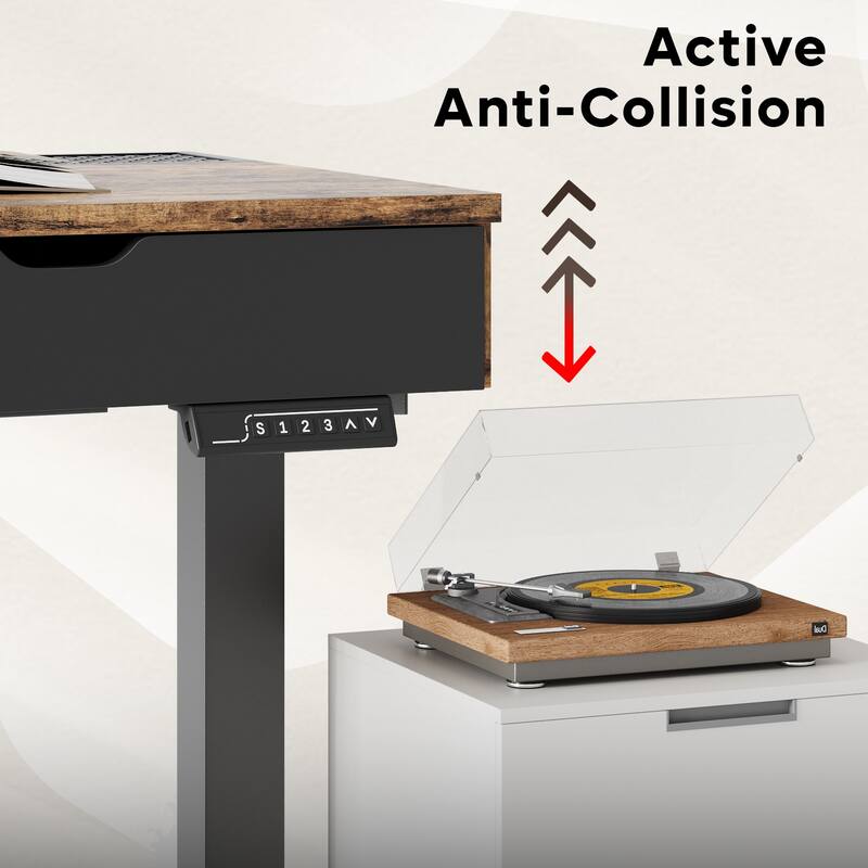Standing Desk Electric Height Adjustable Gaming Desk with Drawer USB Port and LED Light Computer Desk