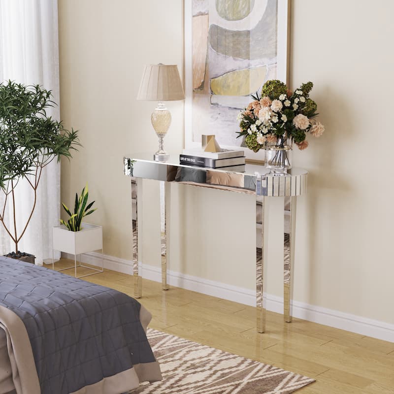 Chic Silver Mirrored Console Table Accent Side Table Furniture