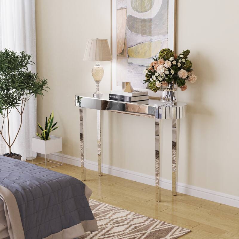 Mirrored Console Table, Silver Entryway Table - 47.2x12.6x31.5 inch