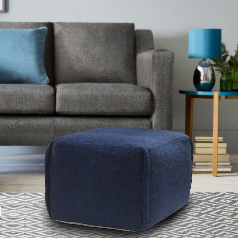 18" Cotton Patchwork Pouf Ottoman for Living Room and Floor Seating