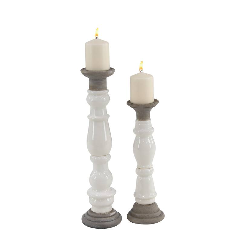 Stoneware Country Candle Holder (Set of 2) - S/2 16", 20"H