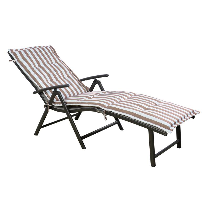 Kozyard Cozy Aluminum Beach Yard Pool Folding Reclining 7 Adjustable Chaise Lounge Chair with Cushion - Beige