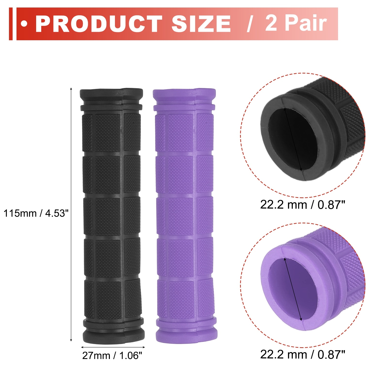 Soft Rubber Handlebar Grips, Bicycle Handlebar Grips - Standard