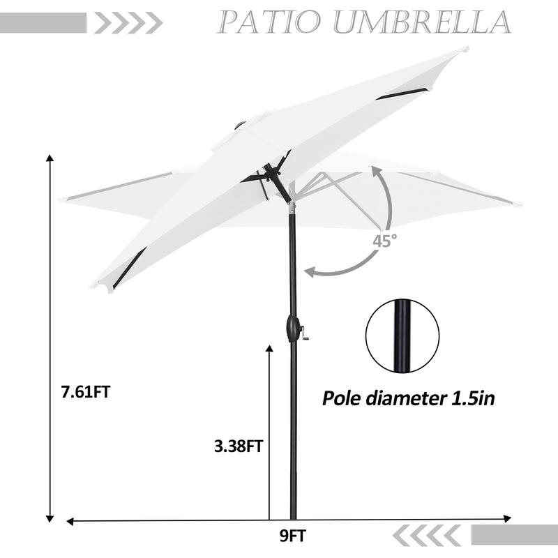 Autlaycil 9ft Patio umbrella With Base And Push-Button Tilt & Crank