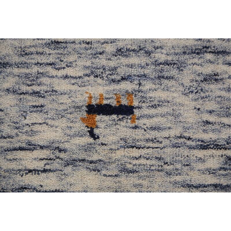 Tribal Striped Gabbeh Oriental Area Rug Hand-Knotted Wool Carpet - 7'10" x 9'7"