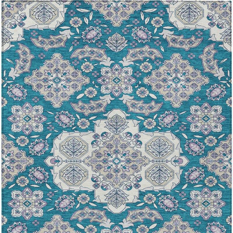 HomeRoots Medallion Traditional Rectangle Outdoor Rug
