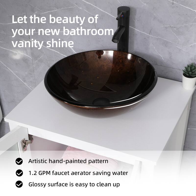 48" Bathroom Vanity Set Vessel Sink Mirror Faucet W/ Small Cabinet Combo
