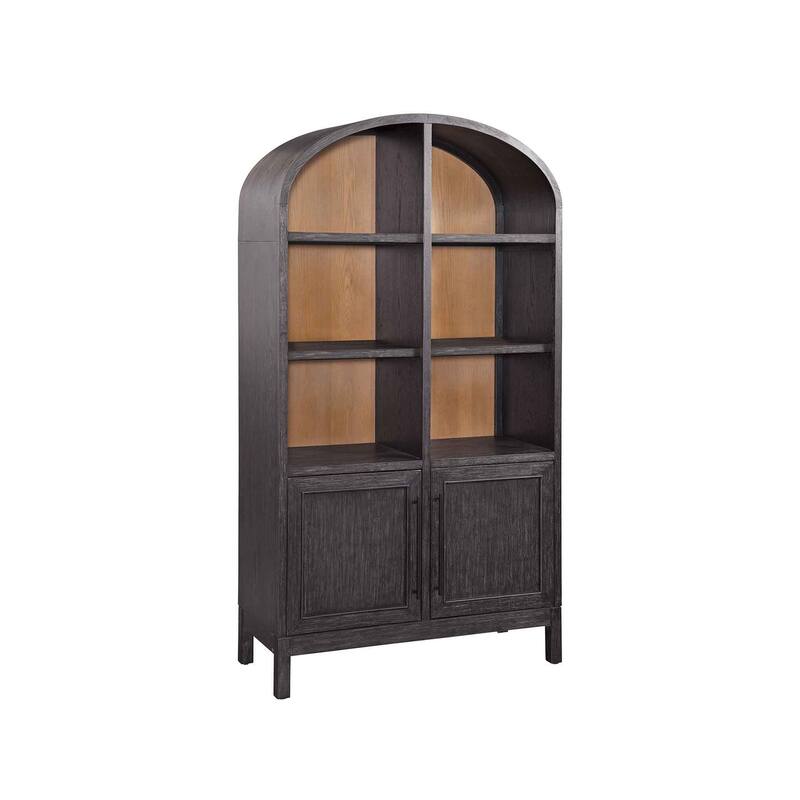 Modern Wood Arched Display Cabinet/Bookcase, Office Shelving, Storage Cabinet, Fully Assembled, Black - 40"w x 76"h x 17"d