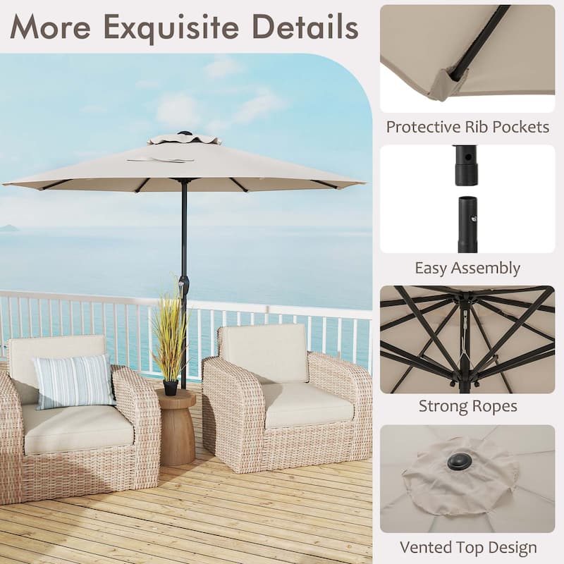 Gymax Outdoor Patio Umbrella Modern Table Umbrella w/8 Heavy Duty Ribs