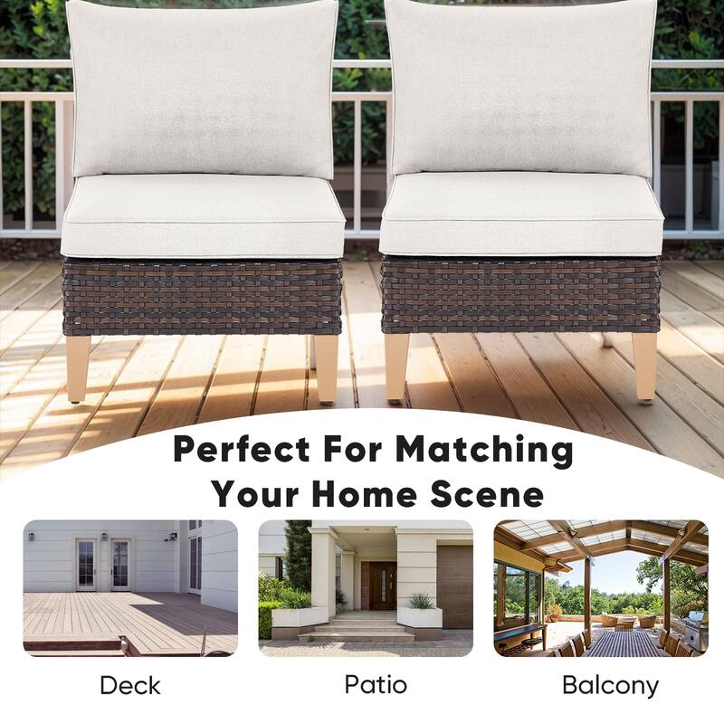 Gymojoy PE Rattan Patio Chairs, Ottoman Set
