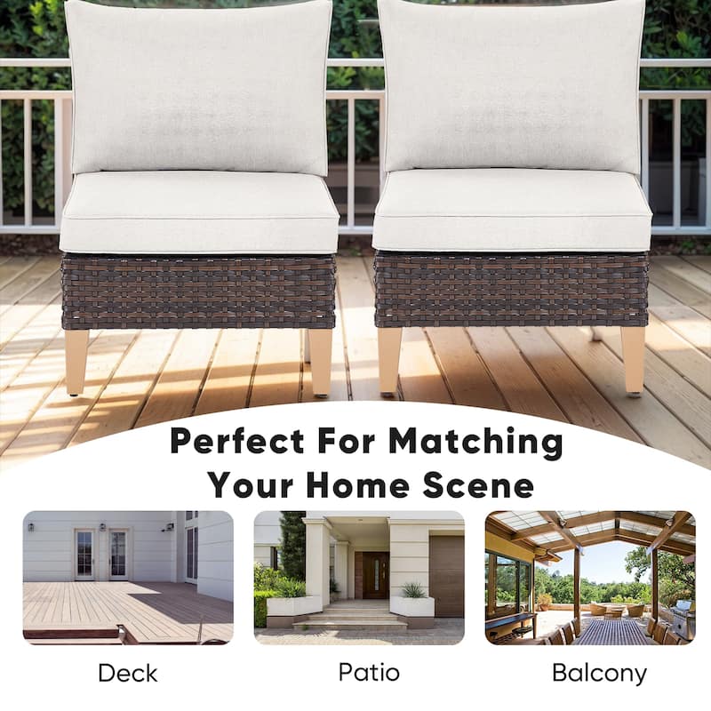 Gymojoy Outdoor Curved Sofa Set with Ottoman