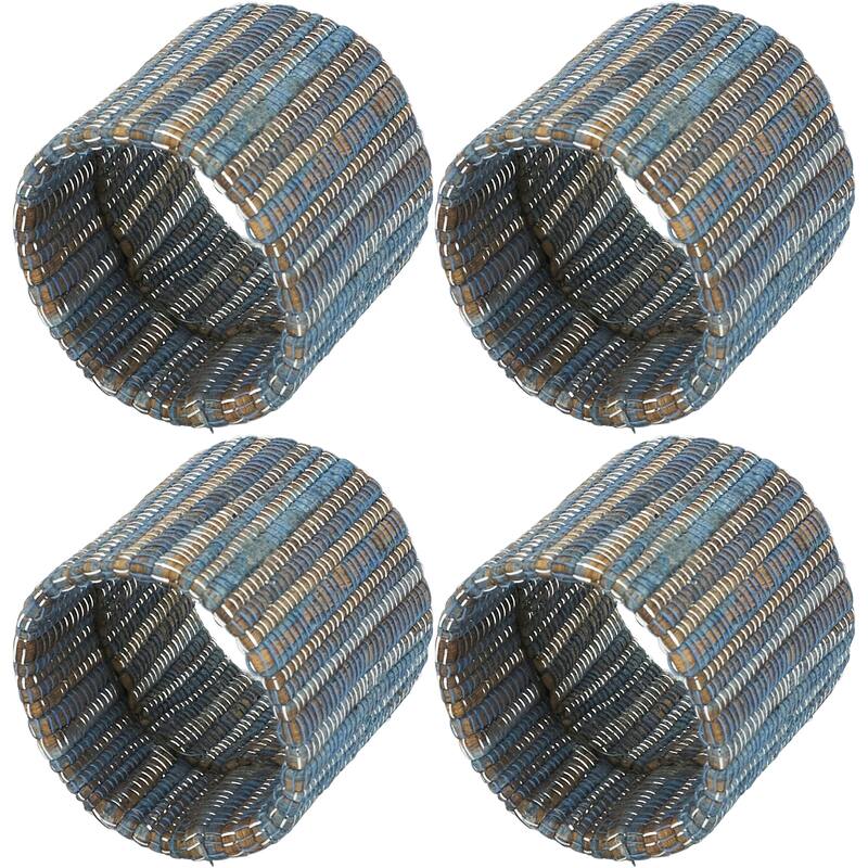 Shimmering Napkin Rings With Woven Nubby Design (Set of 4)