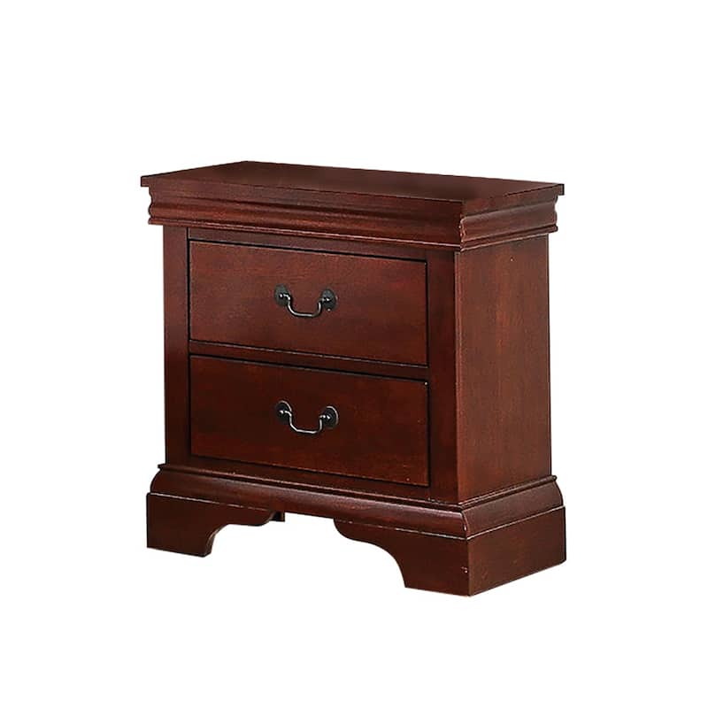 Wooden Nightstand with Two Drawers - Cherry