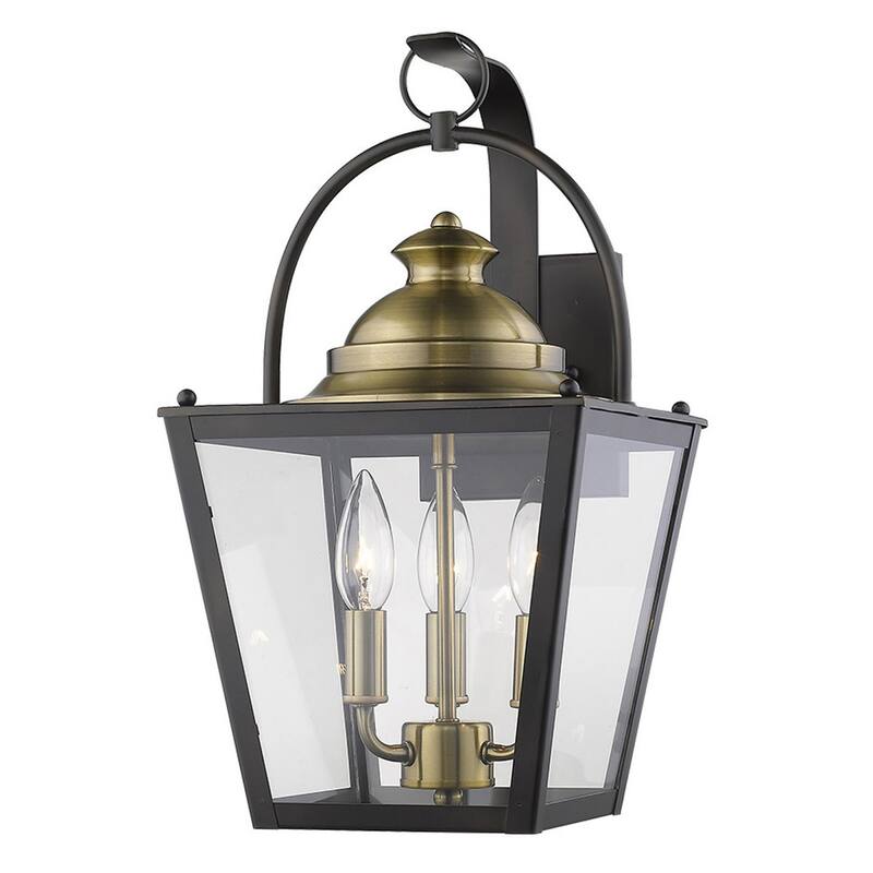 Bronze Glass LED Flush Mount Outdoor Wall Light with Bulbs