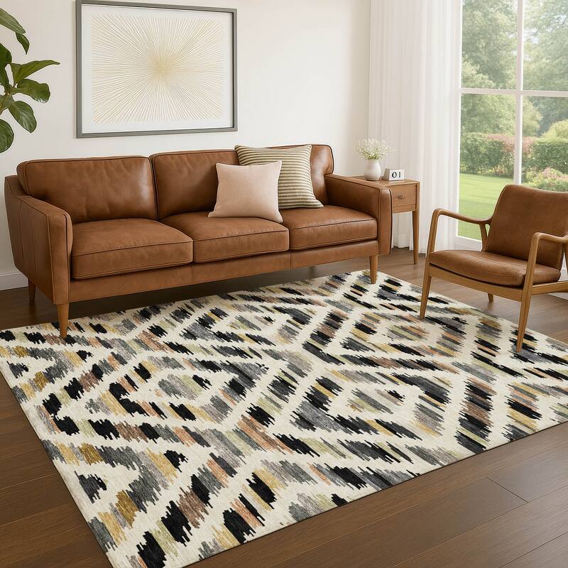 Machine Washable Indoor/ Outdoor Global Diamdon Chantille Rug