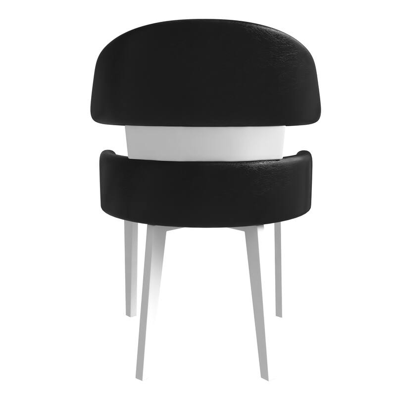Leather Dining Chair with a Curved Back in Rubberwood Ethos Series by LeisureMod