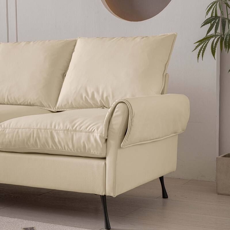 104.5"Modern Technical leather L-Shaped Sofa with Ottoman