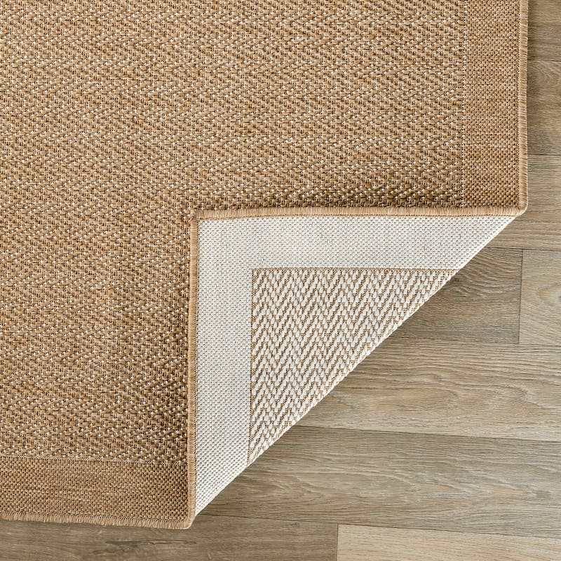 World Rug Gallery Contemporary Bordered Weather Resistant Reversible Indoor/Outdoor Area Rug