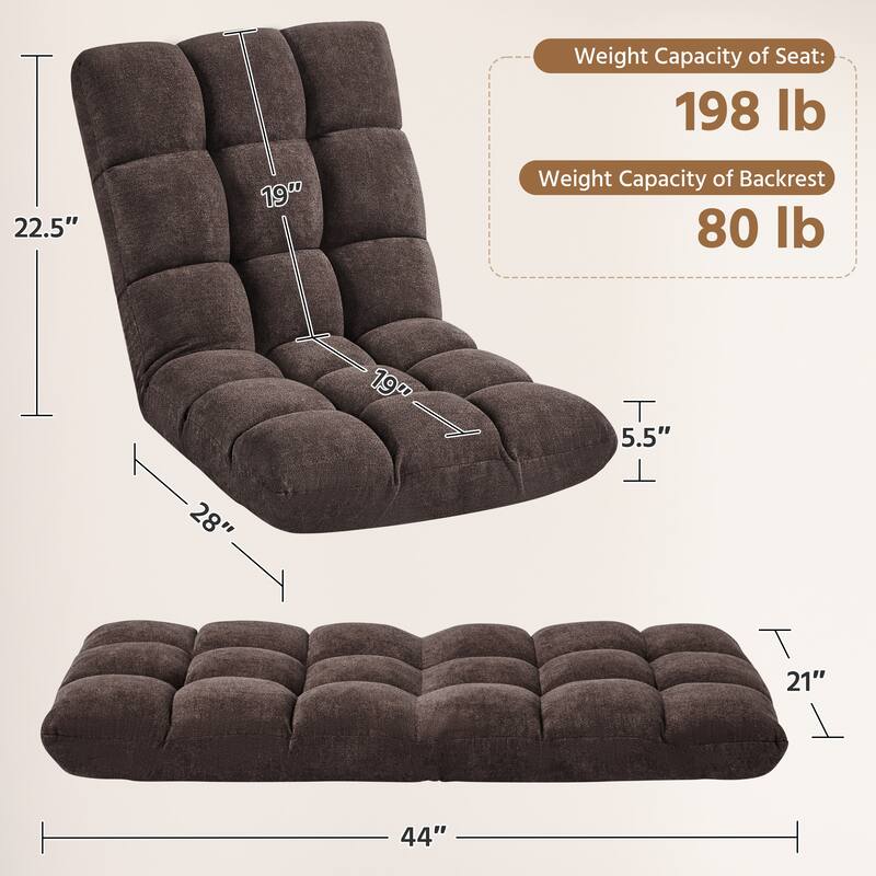Yaheetech Floor Folding Gaming Sofa Chair Portable Padded Lounge Chair with Backrest