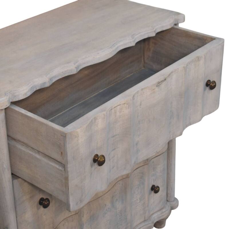 Artisan Furniture Solid Wood Curved Leg Chest, Grey, 3-Drawers
