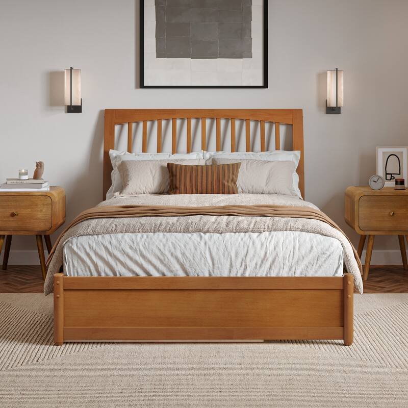 Roslyn Platform Bed with Panel Footboard and Twin Trundle