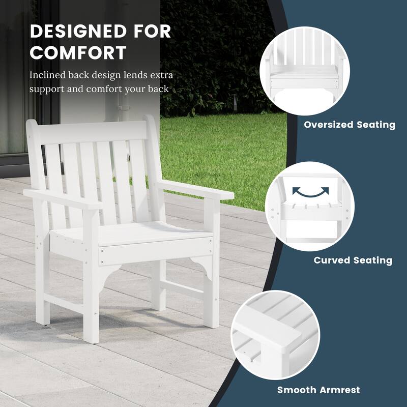 Polytrends Laguna Outdoor Patio 7-Piece Rectangular Table Garden Arm Chairs Dining Set