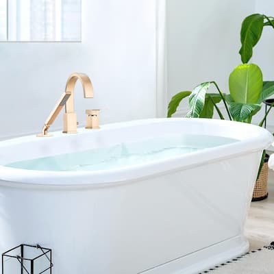 PROOX Deck Mount 3 Hole Roman Tub Faucet with Hand Shower