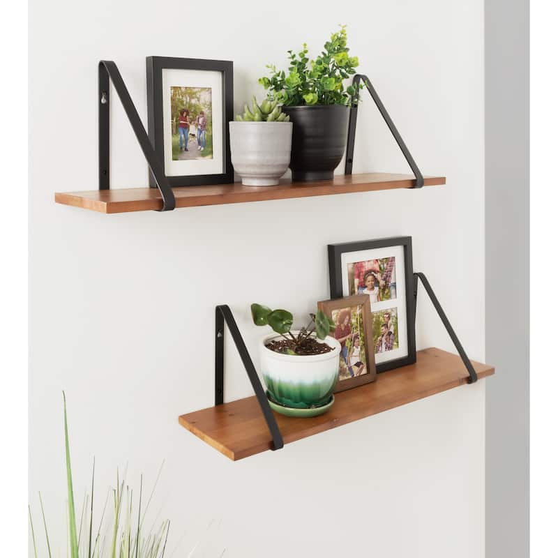 Kate and Laurel Soloman Wood 2 Piece Shelves with Metal Brackets