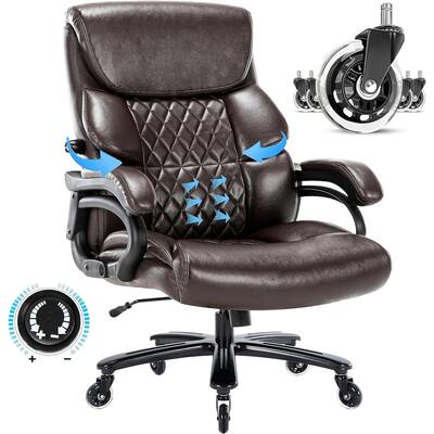 Office Chair 500LBS,Adjustable Lumbar Support Heavy Duty Chair with Rollerblade Wheels,Chair for Heavy People Ergonomic Chair