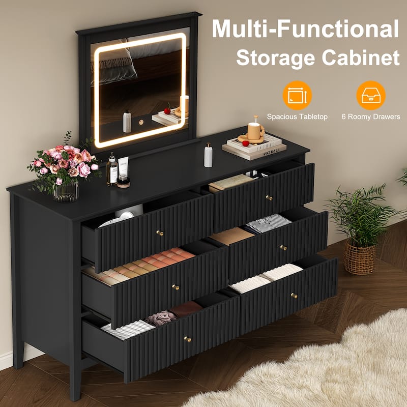 6 Drawer Dresser with Lighted Mirror