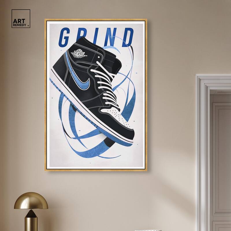 Blue Ribbon Sneaker Canvas by Art Remedy