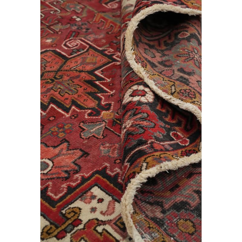 Hand Knotted Oriental 100% Wool Carpet Traditional Medallion Red Heriz Area Rug - 11' 9'' X 8' 7''