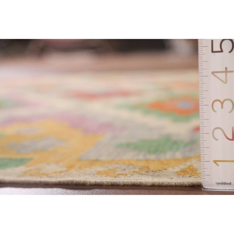 Hand Woven Oriental 100% Wool Carpet Southwestern Geometric Multi-Colored Kilim Area Rug - 6' 8'' X 4' 10''