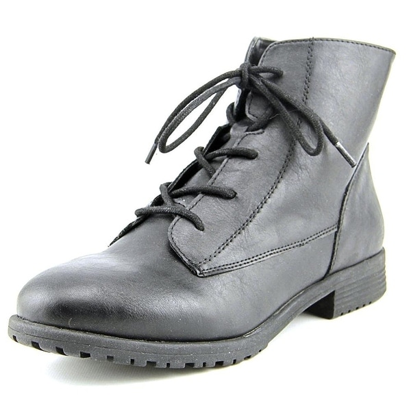 Style & Co. Womens QWINN Leather Round Toe Ankle Combat Boots