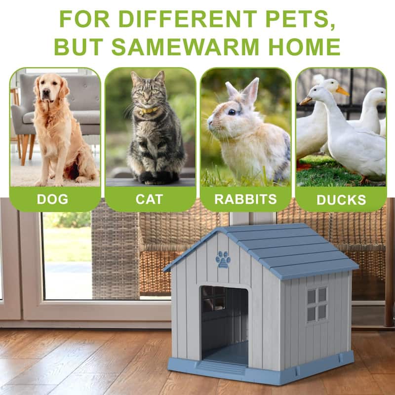 Durable Waterproof Plastic Dog House for Small to Large Sized Dogs