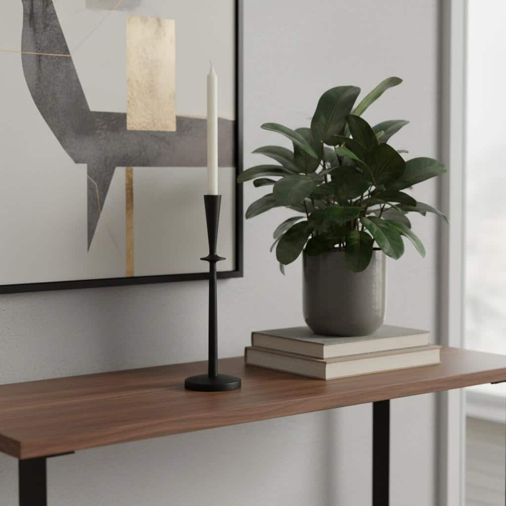 15" Black Metal Abstract Tabletop Candle Holder