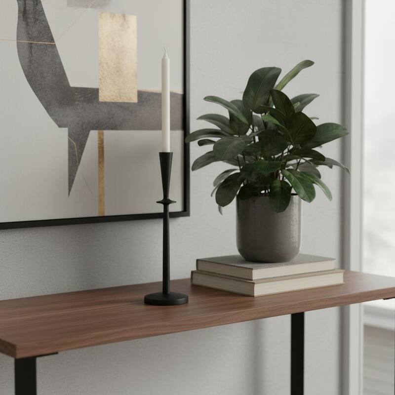 15" Black Metal Abstract Tabletop Candle Holder - Black
