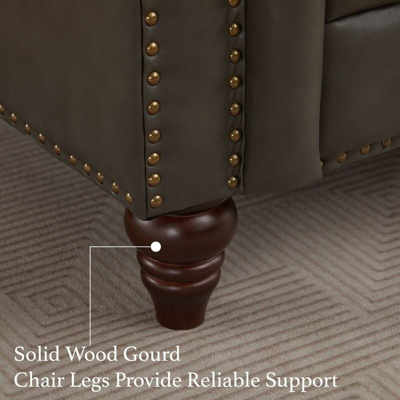 84" PU Leather 3-Seat Sofa with Button Tufted Back & Rolled Arms - 83" W