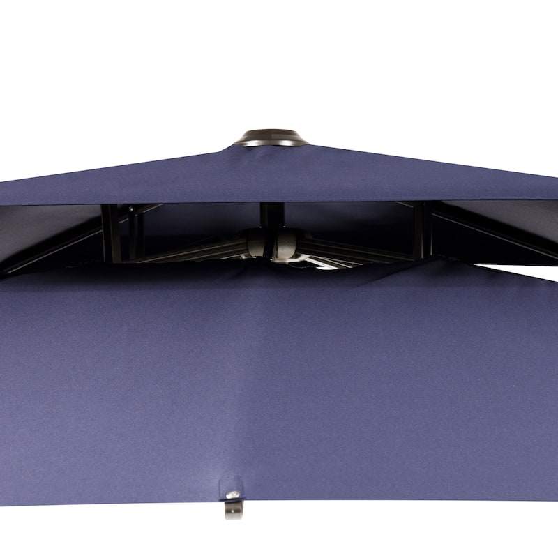 11 x 9 ft Outdoor Rectangular Patio Offset Cantilever Umbrella with 360-degree Rotation and 6 Shade Angles