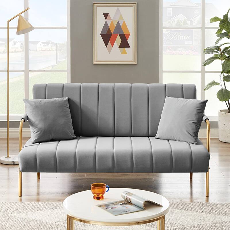 Ouyessir Upholstered Loveseat, Tufted Back Couch, Accent Armchair with 2 Pillows