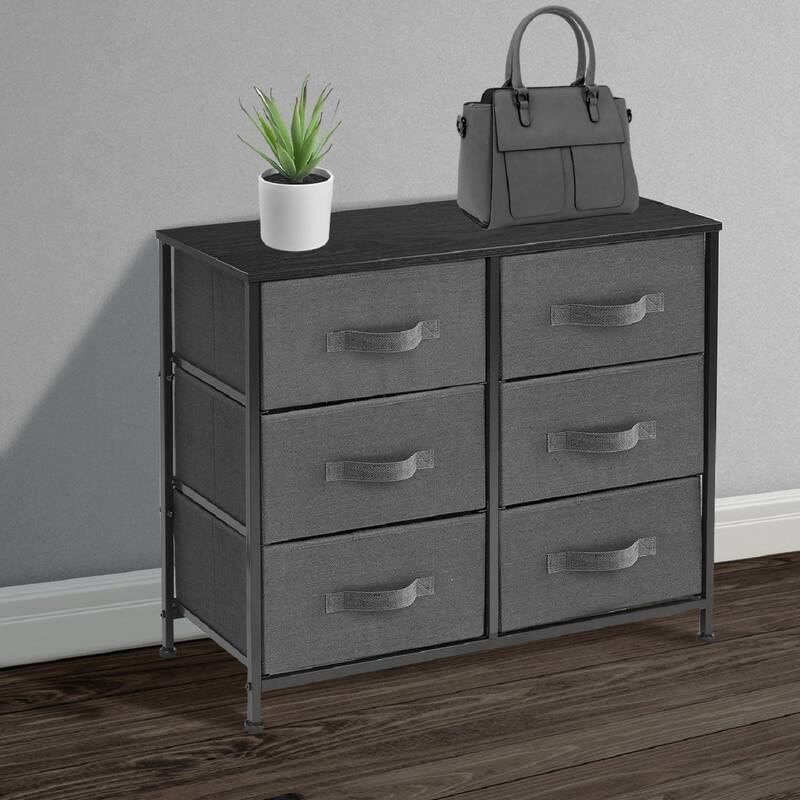 Extra Wide Dresser Organizer With 6 Drawers - Black